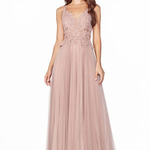 NEW DUSTY RSOE PARTY EVENING Lace Bodice Dusty-Rose Aline Shape Dress CDCJ536